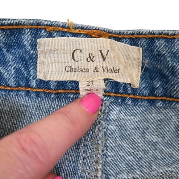 Chelsea & Violet Womens 27 Distressed Button Fly Jean Shorts - Picture 8 of 10